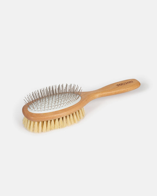 Brosse double face pour chiens à poils longs et mi-longs