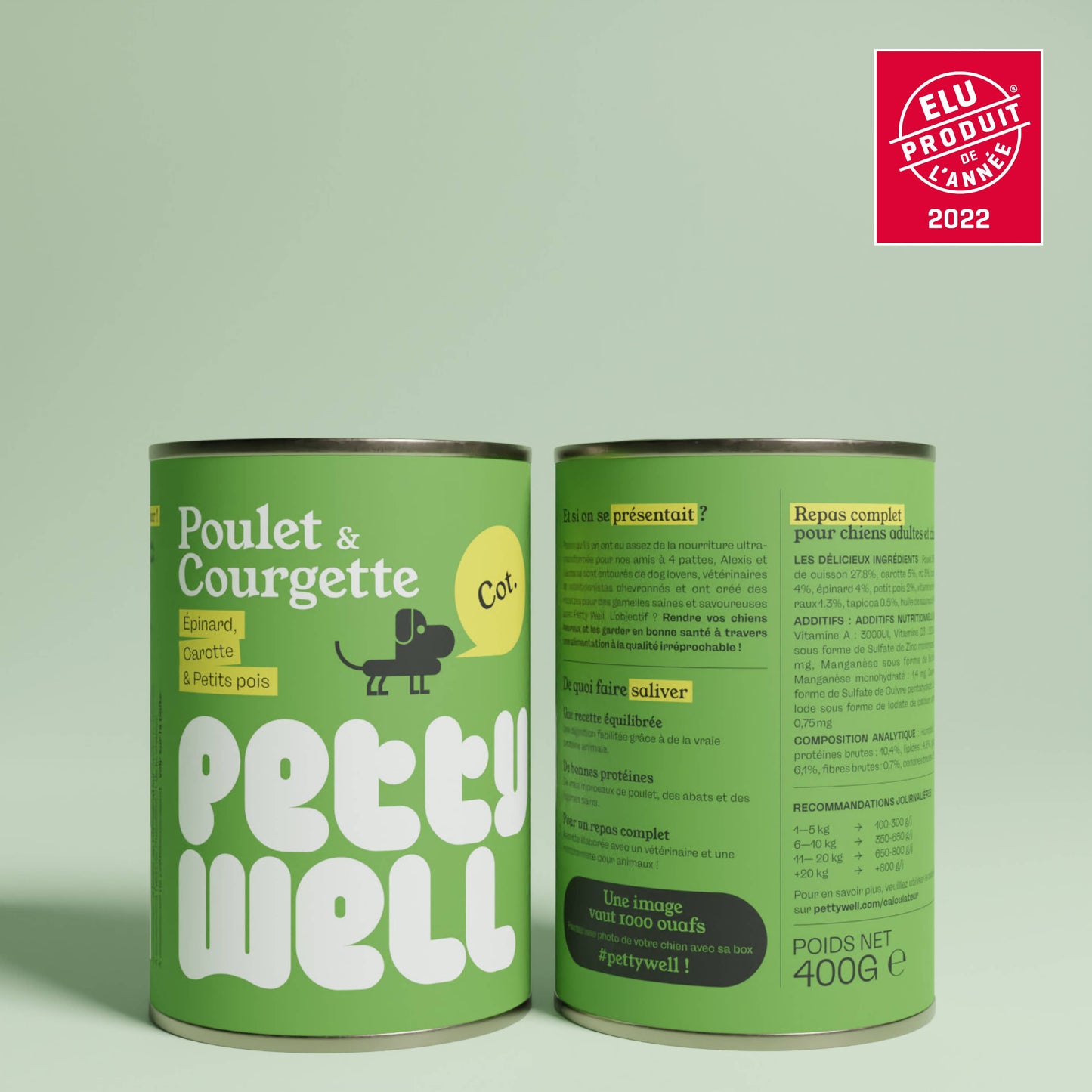 Pâtée pour chiens - Poulet & Courgettes - 400g